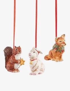 VILLEROY & BOCH Forest Animals Porcelain Tree Decorations Set Of Three