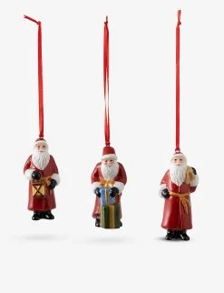VILLEROY & BOCH Santa Claus Porcelain Tree Decorations Set Of Three